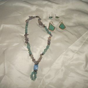 Agate necklace and earring set